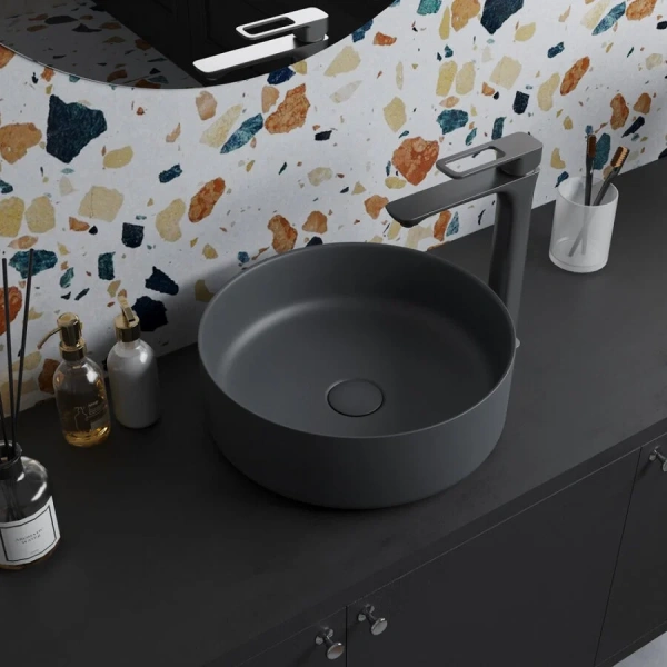 Раковина IDDIS Ray 35,5 см серая матовая, маленькие, в форме чаши, круглой формы - фото 5