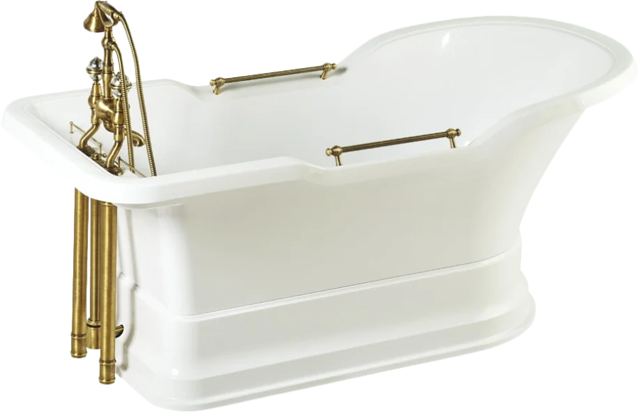 Ванна из искусственного камня Migliore Impero Podium 180х87 см фурнитура бронза - фото 1