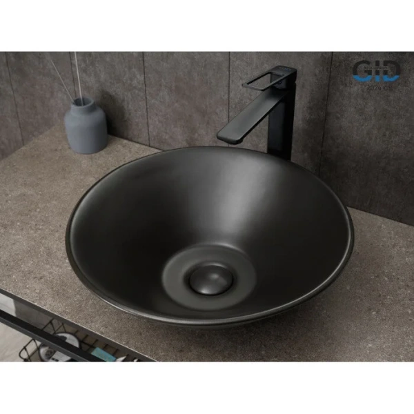 Раковина GID Esfera N9102bg 42 см черный графит, в форме чаши, круглой формы - фото 5