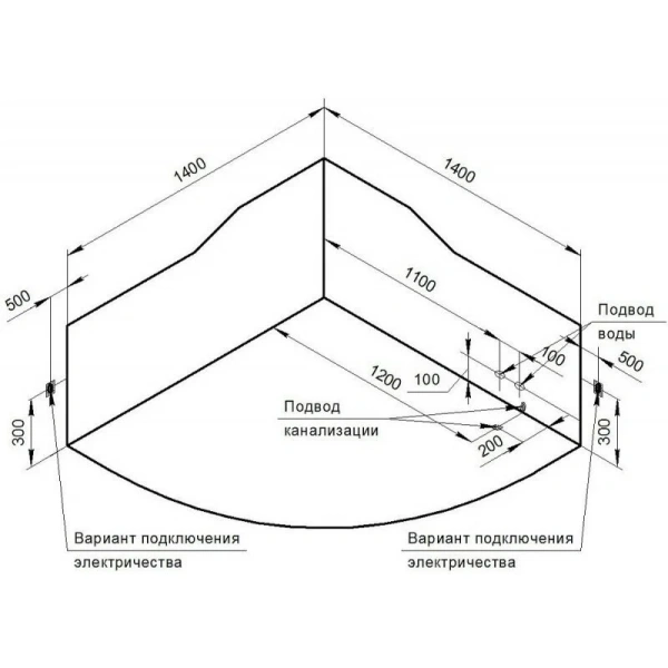 Акриловая ванна Радомир Сорренто 1-01-2-0-9-038К, 140 x 140 см, каркас, подголовник - 2 шт., фронтальный экран, сифон, слив-перелив автомат в комплекте, белая/хром - фото 4