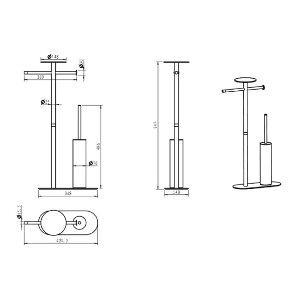 Стойка для ванной Boheme Venturo графит матовый, современные, hi-tech - фото 2