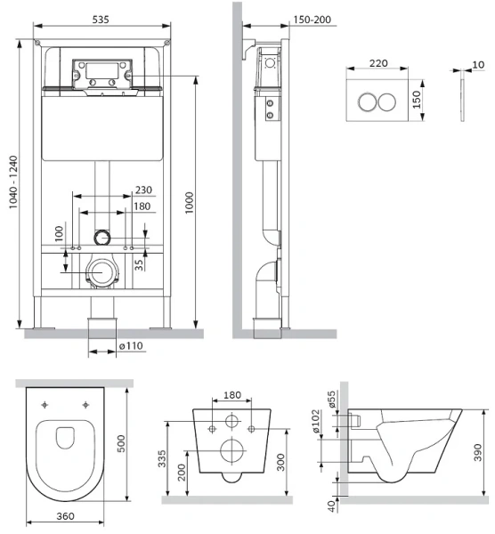Унитаз с инсталляцией Am.Pm Sense с клавишей матовый хром - фото 4