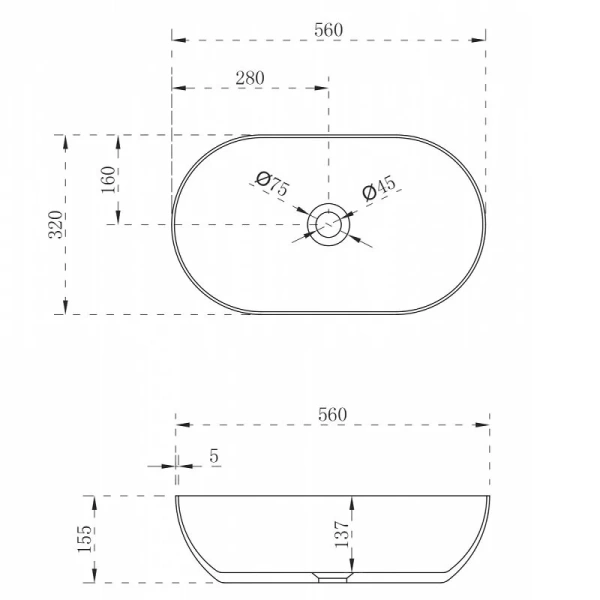 Раковина Abber Stein 56 см белая матовая - фото 2