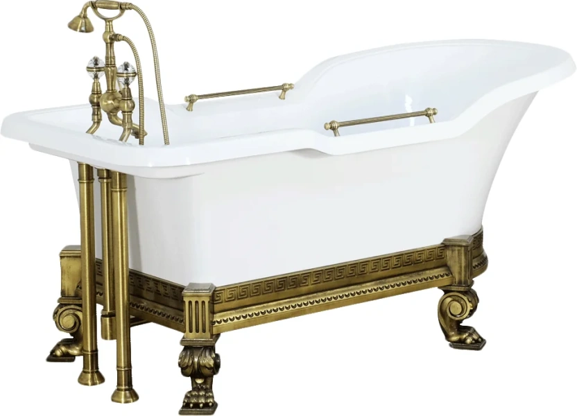 Ванна из искусственного камня Migliore Impero Affusto 180х87 см фурнитура хром - фото 4