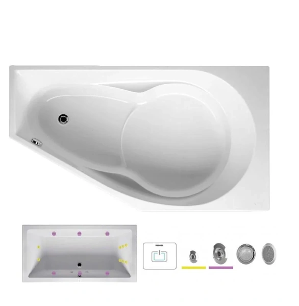 Ванна гидромассажная Riho Yukon 160 x 90 см, FLOW, левая/правая, угловые, приставные, встраиваемые - фото 6