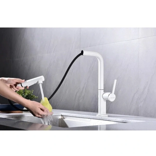 Смеситель для кухни Paulmark Neo белый матовый, современные, hi-tech - фото 3