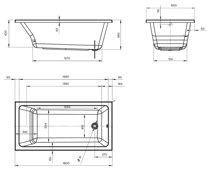 Ванна акриловая Marka One Bianca 01бья1880 180 x 80 см, белый - фото 2