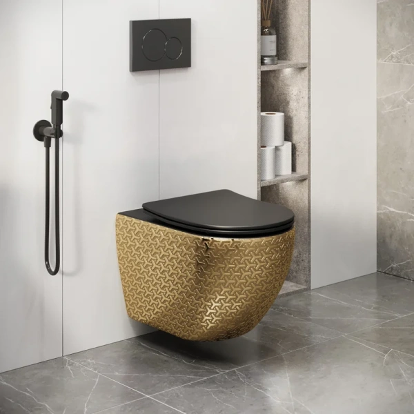 Унитаз подвесной Grossman Color золотой/черный - фото 2