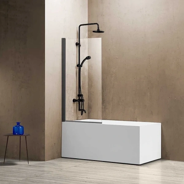 Шторка для ванны Vincea 80х140 см профиль вороненая сталь, стекло прозрачное - фото 1