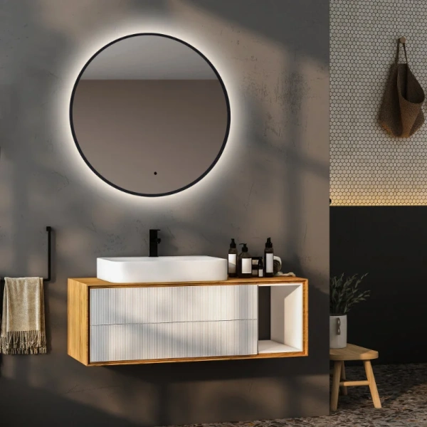 Зеркало с подсветкой Abber Mond 77 см черное, современные, hi-tech - фото 3