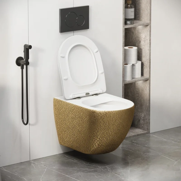 Унитаз подвесной Grossman Color золото/белый, современные, hi-tech, круглые - фото 4