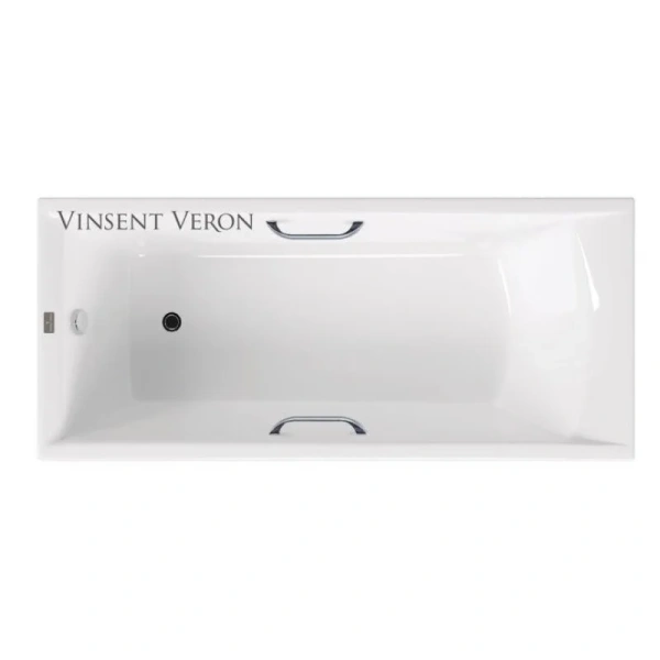 Чугунная ванна Vinsent Veron Devon VDV1757545H/VH0012CH, 175 x 75 см, ручки хром, цвет белый - фото 1