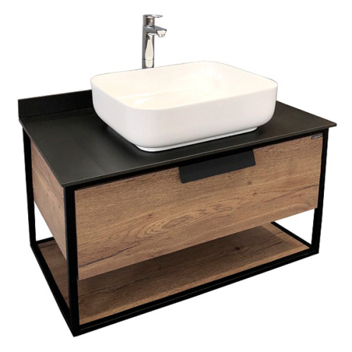 Тумба с раковиной подвесная Comforty Кёльн 90 см дуб темный - фото 1