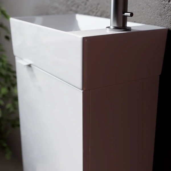 Тумба с раковиной подвесная Sancos Mini MN35W 37,5 см с распашной дверцей, белая - фото 7