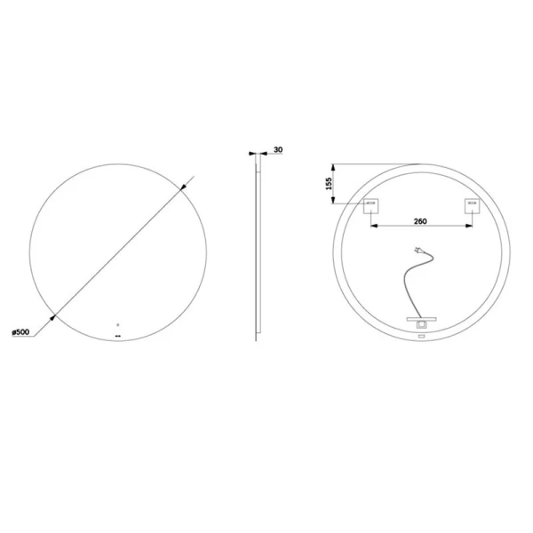 Зеркало с подсветкой Am.Pm X-Joy 50 см круглое - фото 3