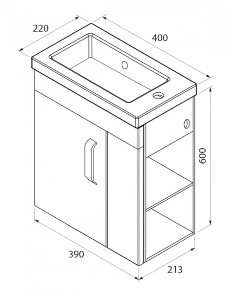 Тумба под раковину подвесная IDDIS Torr 40 см полки справа - фото 2