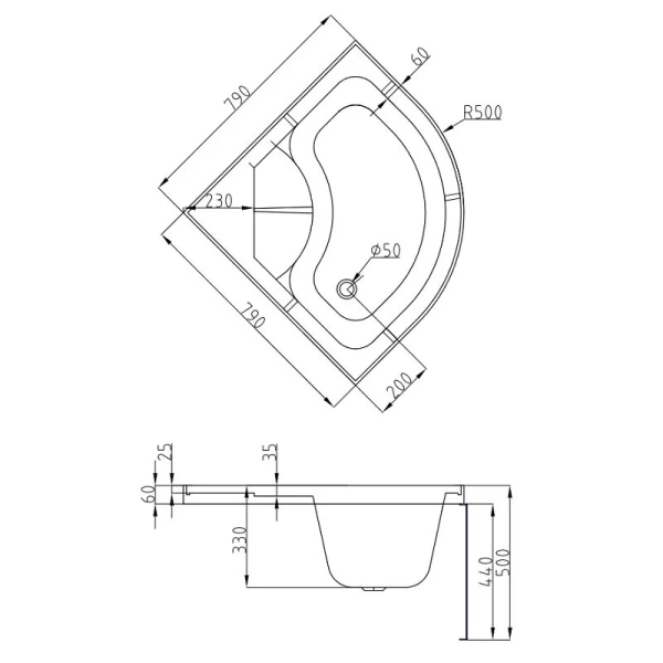 Душевая кабина Deto EM 80x80 см четверть круга - фото 3
