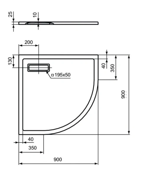 Душевой поддон Ideal Standard Ultraflat New 90x90 см евробелый, низкие до 15 см - фото 2