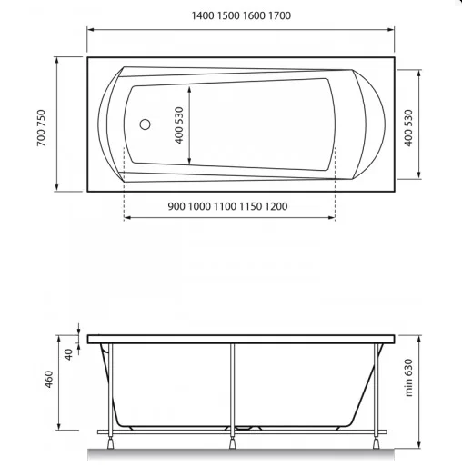 Ванна акриловая Relisan Tamiza, 170 х 70 см - фото 2