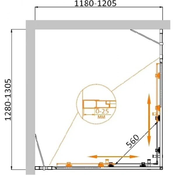 Душевой уголок Cezares Molveno 130х120 см рифленое стекло - фото 2
