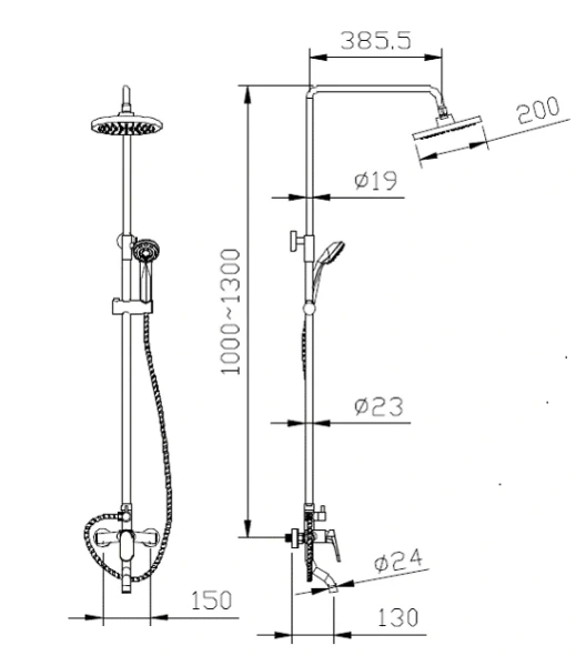 Душевая колонна со смесителем для ванны Bravat Eler F6191238CP-A-RUS - фото 2