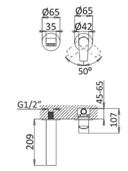 Смеситель для раковины Cezares NAUTIC-BLI2 встраиваемый - фото 2