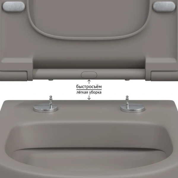 Унитаз подвесной BERGES Ego матовый серый, без бачка, со скрытым бачком - фото 3