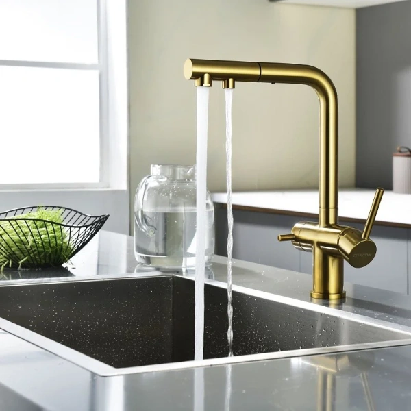 Смеситель для питьевой воды Paulmark Serpentine брашированное золото, золото - фото 4