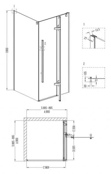 Душевой уголок Grossman Style 90x90 см квадратный, стеклянные, угловые, без поддона - фото 6