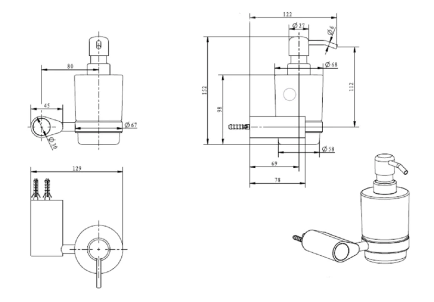 Дозатор для мыла Art & Max Verona Push подвесной - фото 2
