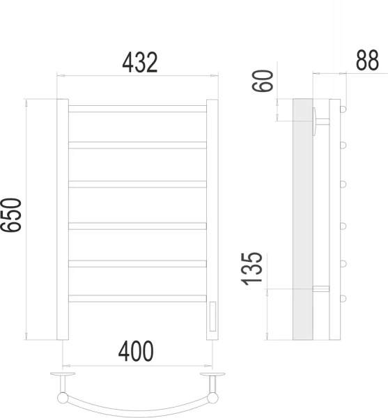 Полотенцесушитель электрический Terminus Классик П6 40х65 см quick touch - фото 2