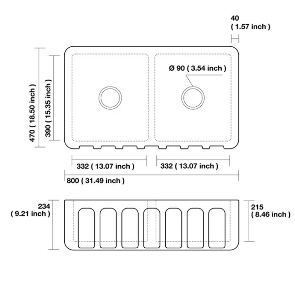 Мойка для кухни Kerasan Hannah 80 см белая - фото 2