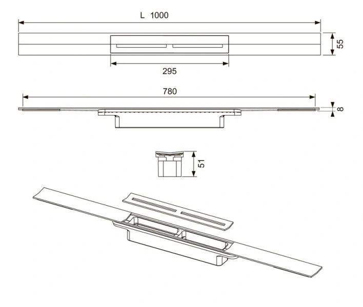 Профиль для душа Tece TECEdrainprofile 100 см сатин - фото 3