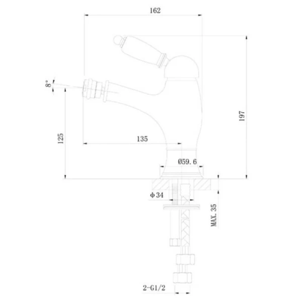 Смеситель Caprigo Adria-Uno 02B-533-crm, для биде, цвет хром - фото 2