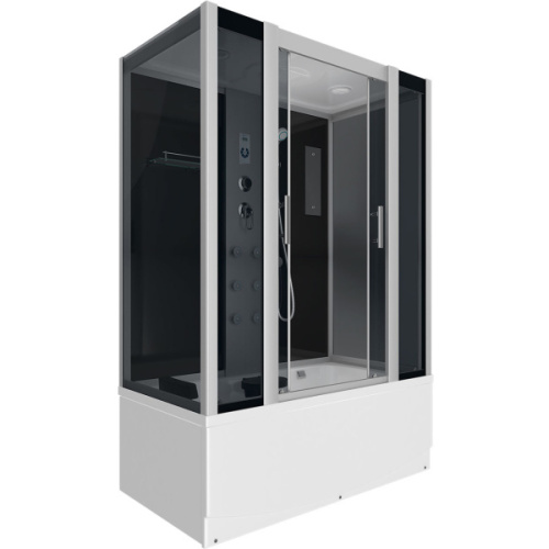 Душевой бокс, задние стенки чёрные, стекло тонированное, Erlit Comfort ER 4517TP-C4, с ванной - фото 5