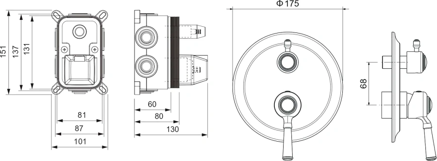 Смеситель для душа Акватек Классик золото - фото 3