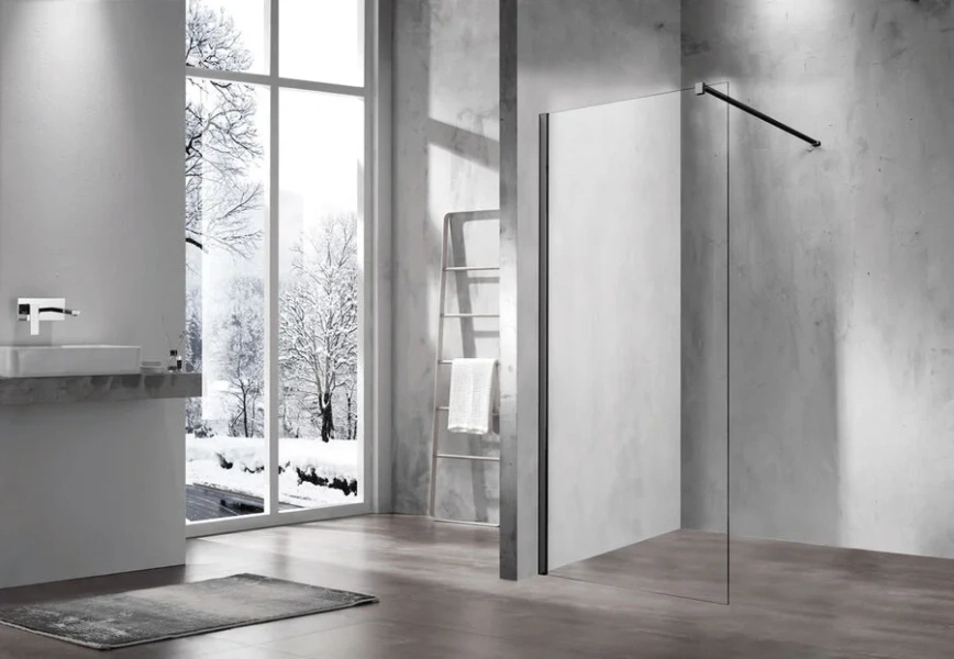 Душевая перегородка Vincea Walk-in 100 см черная стекло прозрачное, черные - фото 3