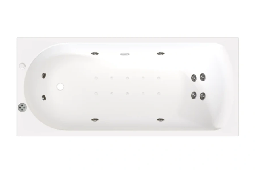 Гидромассажная ванна Радомир Николь 2-81-2-0-0-210Р, 180 x 80 см, рама-подставка разборная, фронтальный экран, слив-перелив автомат, гидромассаж Терапия хром КУ 200, белая - фото 1