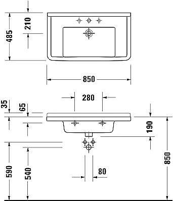 Раковина с одним отверстием под смеситель Duravit Starck 3, подвесные index_1 - фото 5