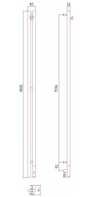 Полотенцесушитель электрический Сунержа Нюанс 3.0 8.5х180 см правый темный титан муар, современные, hi-tech - фото 2