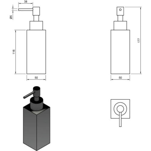 Дозатор для мыла Cezares PRIZMA-SOIP настольный - фото 3