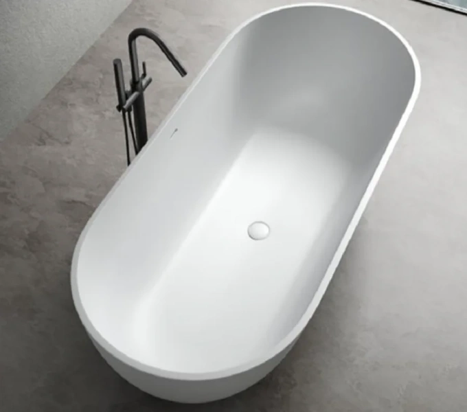 Ванна Uni-Flow Oval из искусственного камня Solid surface FS307-1750 Matt White, 175 х 75 см, белая матовая, овальные - фото 5