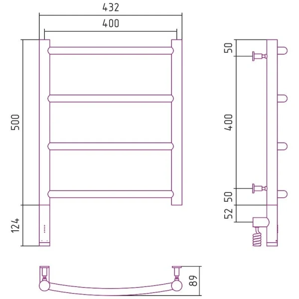 Полотенцесушитель электрический Сунержа Галант 3.0 5040 40х50 см с терморегулятором - фото 2