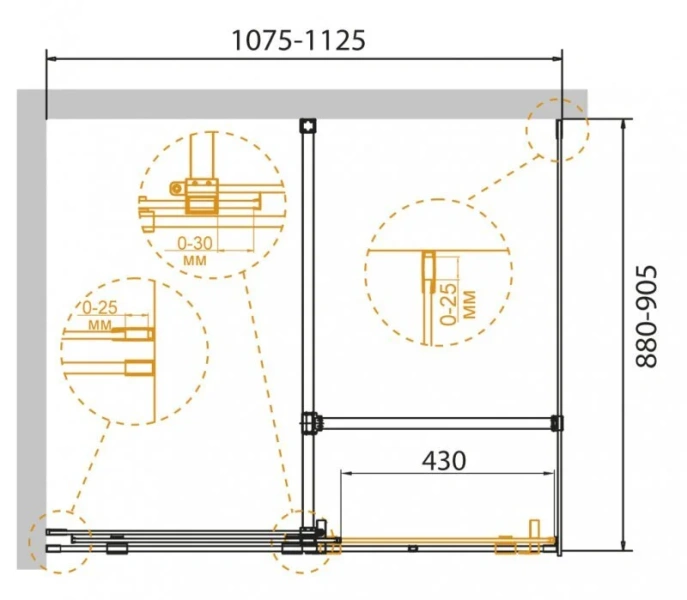 Душевой уголок Cezares Stream 110х90 см прозрачное стекло, профиль хром - фото 2