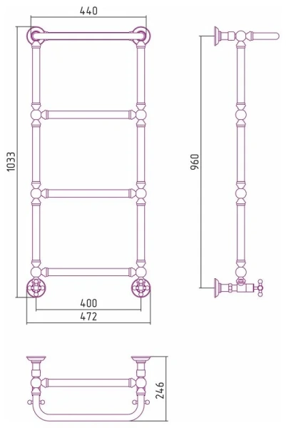Полотенцесушитель водяной Сунержа Ренессанс 40х96 см без покрытия - фото 2