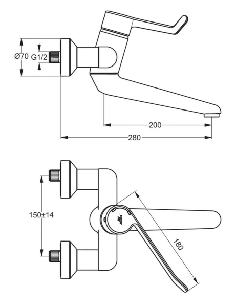 Смеситель для раковины Ideal Standard Ceraplus настенный - фото 2