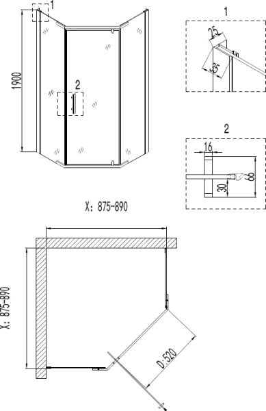 Душевой уголок Niagara Nova 90x90 см двери распашные - фото 3