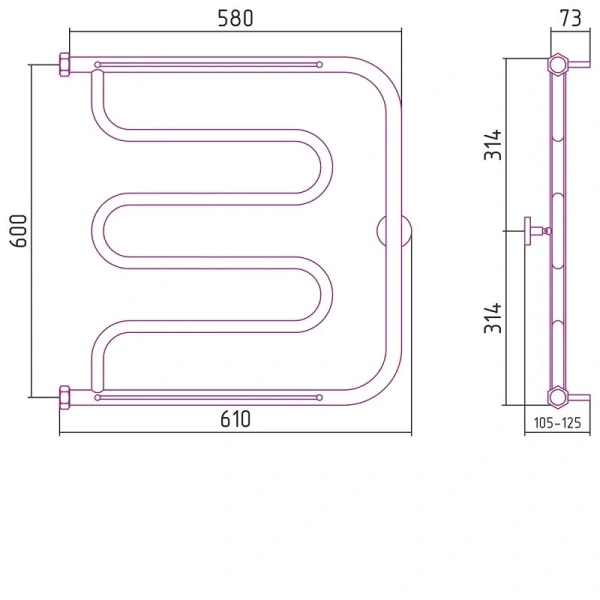 Полотенцесушитель водяной Сунержа Лира+ 60x60 см хром - фото 2