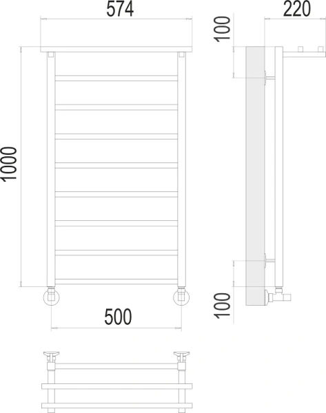 Полотенцесушитель водяной Terminus Контур П9 50х100 см из нержавеющей стали - фото 2