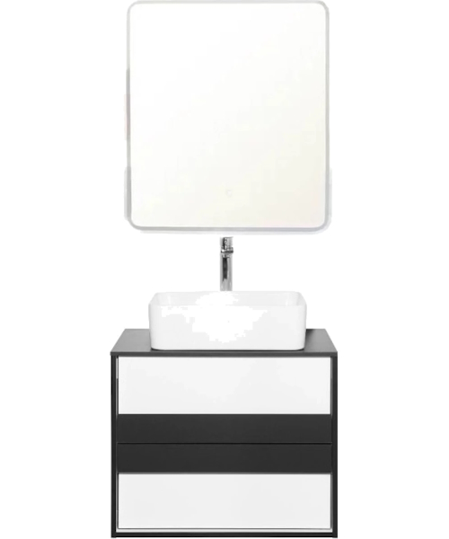 Тумба под раковину подвесная Style Line Амстердам 70 см белая/черная, современная, hi-tech - фото 3